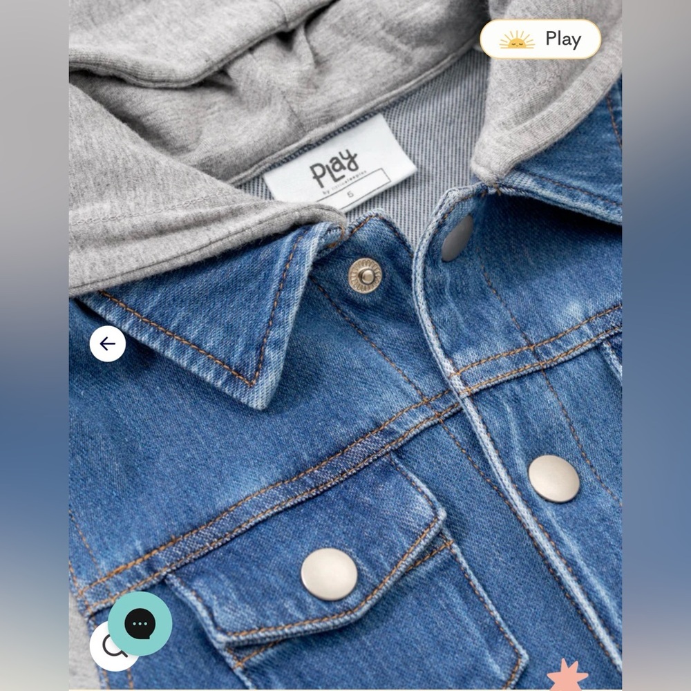 Little Sleepies Play Midwash‎ Blue/Gray Denim Snap Front Jacket Hooded Size 7 - Picture 2 of 12